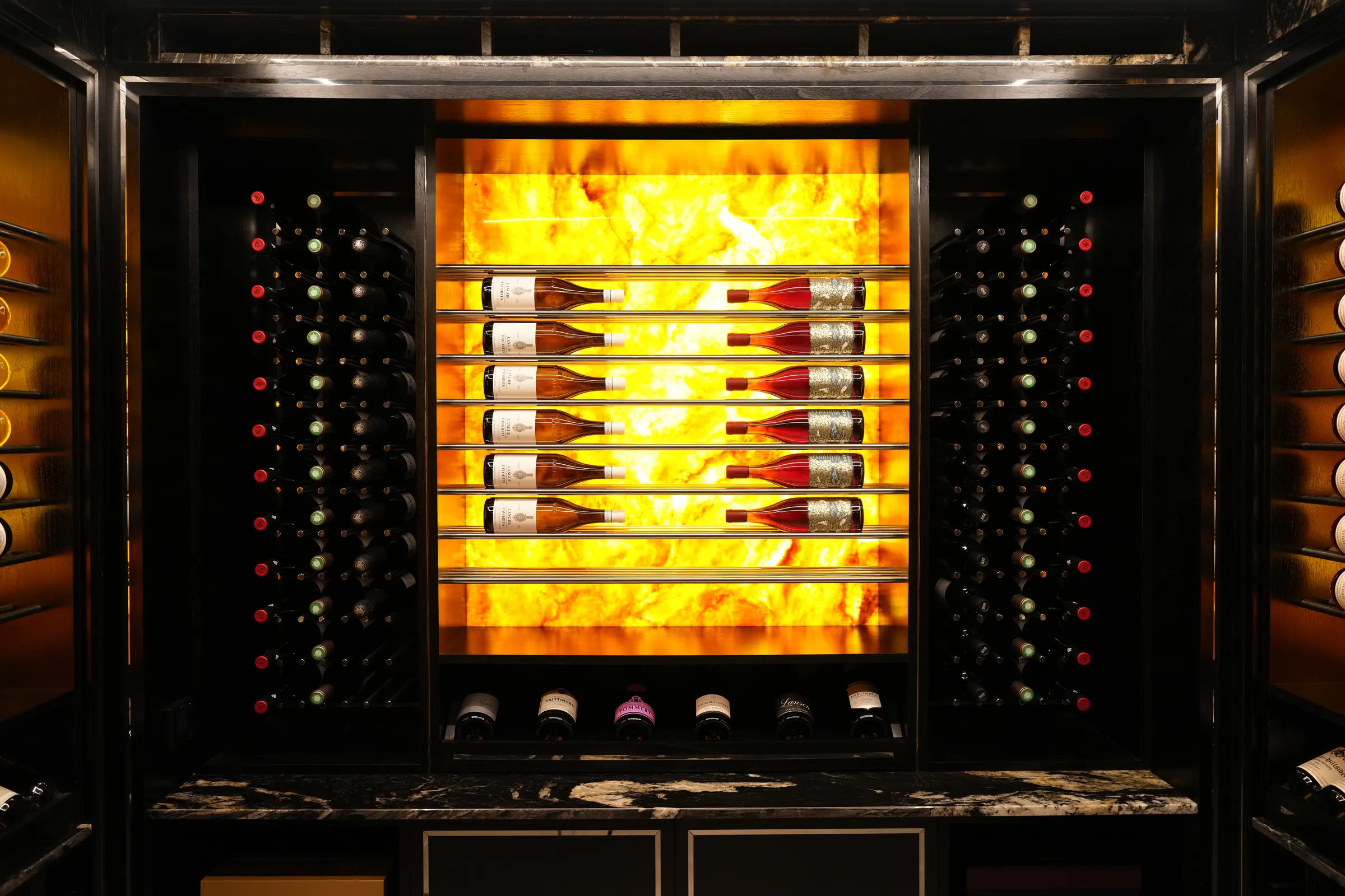 The illuminated onyx wine room